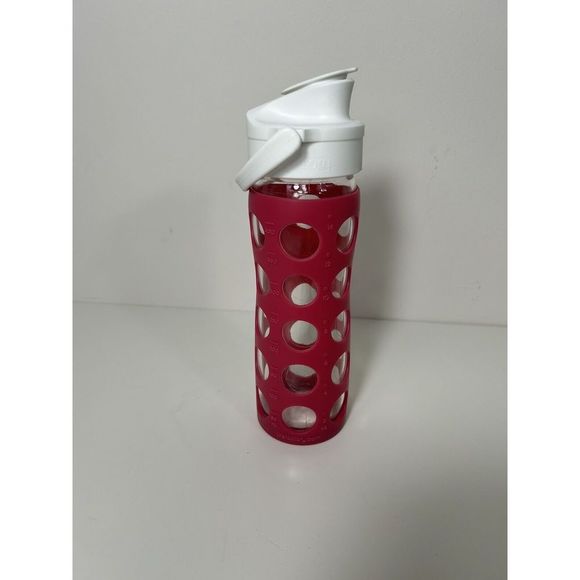 Lifefactory Other - Lifefactory 14-Ounce Active Flip Cap Glass Water Bottle, Pink , Silicone